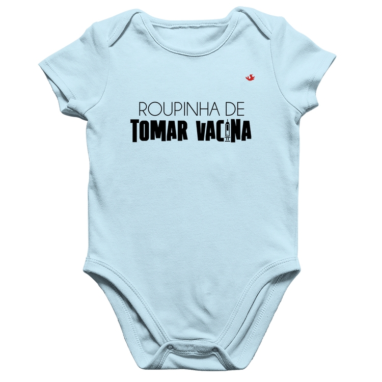 Body Bebê Algodão Roupinha de tomar vacina - Azul Bebê