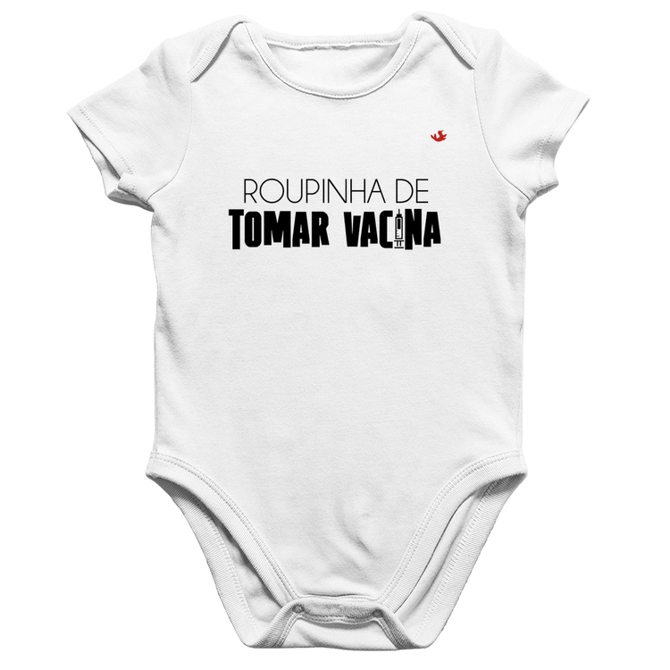 Body Bebê Algodão Roupinha de tomar vacina - Branco