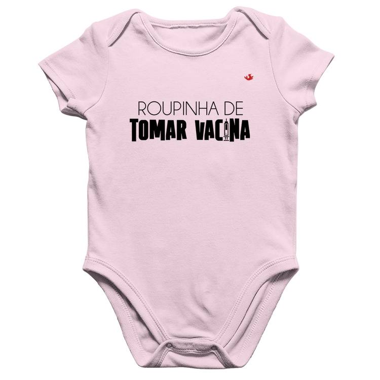 Body Bebê Algodão Roupinha de tomar vacina - Rosa Bebê