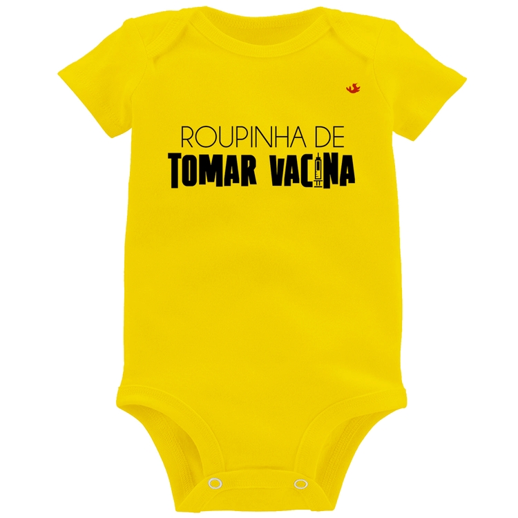 Body Bebê Roupinha de tomar vacina - Amarelo