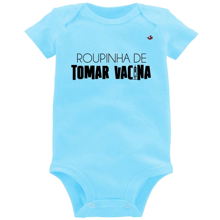 Body Bebê Roupinha de tomar vacina - Azul Bebê