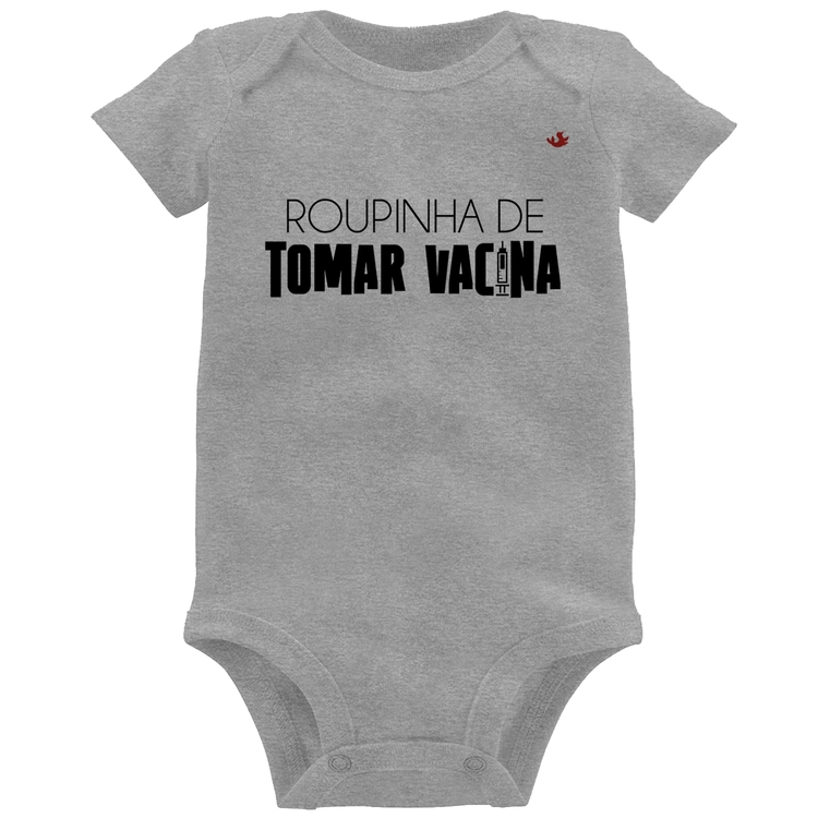 Body Bebê Roupinha de tomar vacina - Cinza