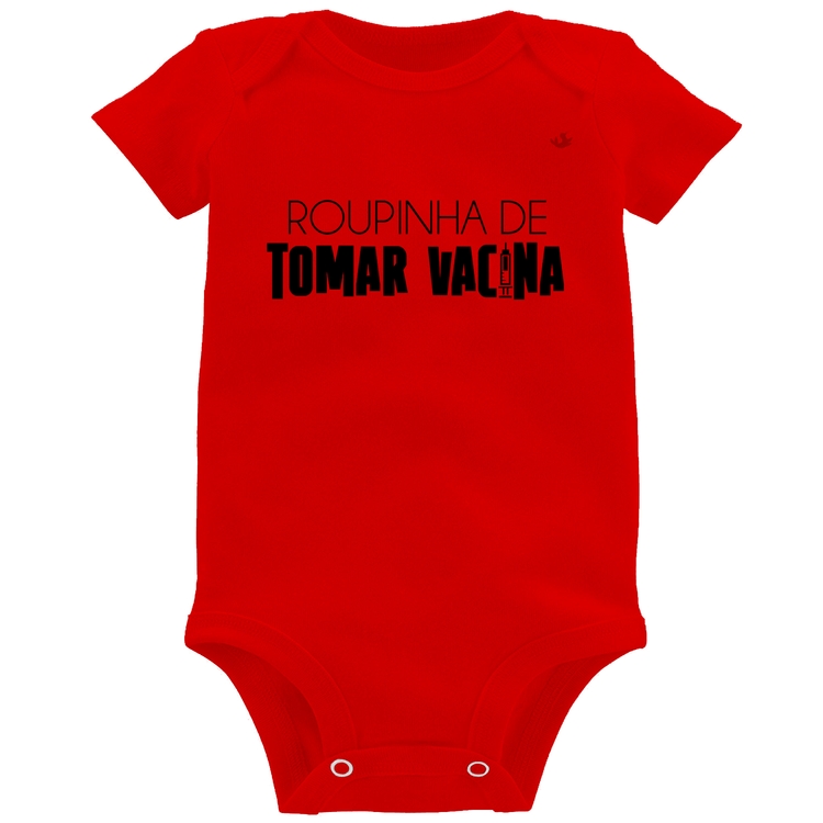 Body Bebê Roupinha de tomar vacina - Vermelho