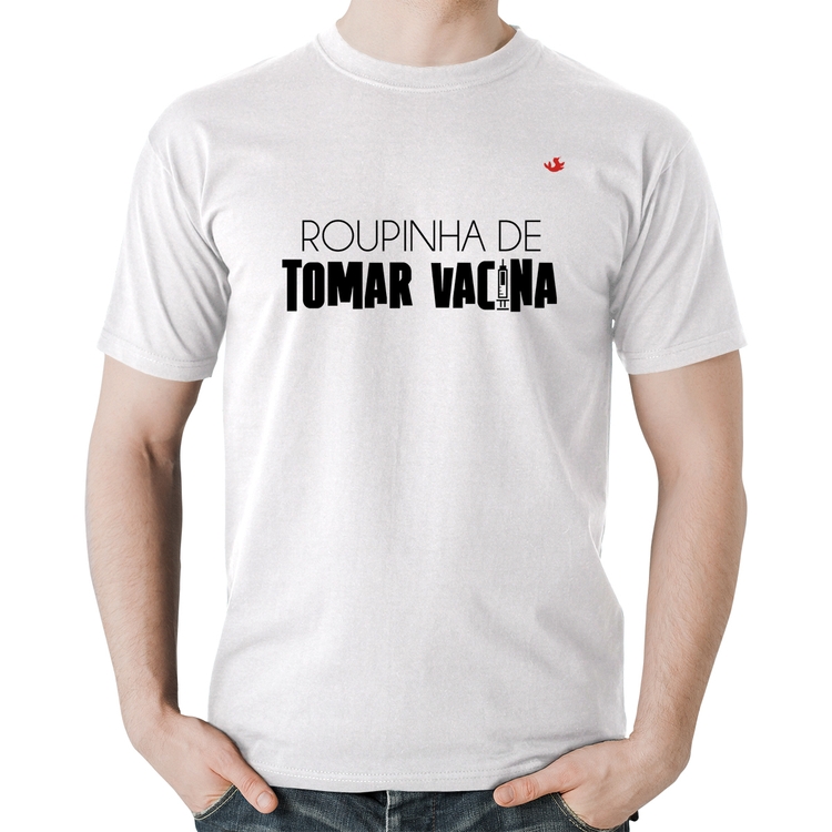 Camiseta Algodão Roupinha de tomar vacina - Branca