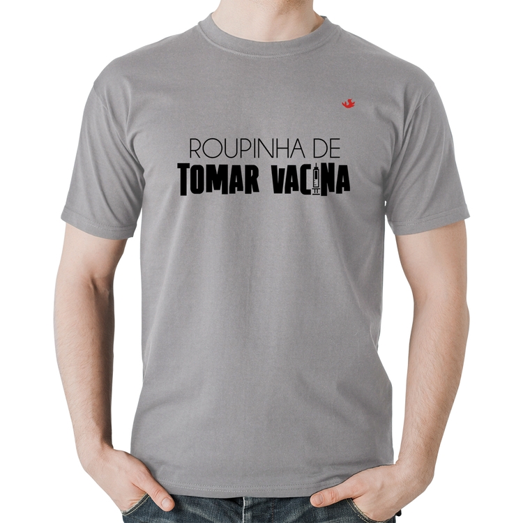 Camiseta Algodão Roupinha de tomar vacina - Cinza