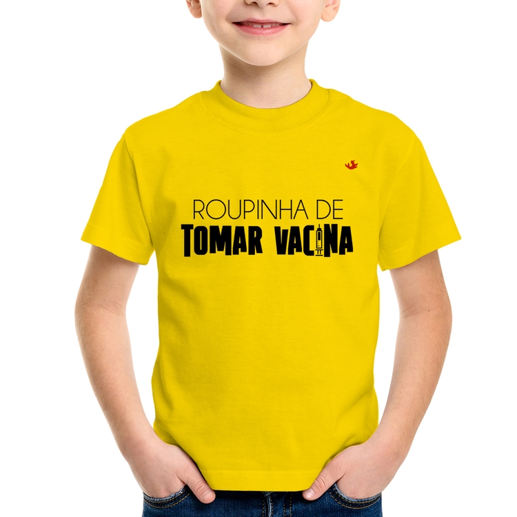 Camiseta Infantil Roupinha de tomar vacina - Amarela