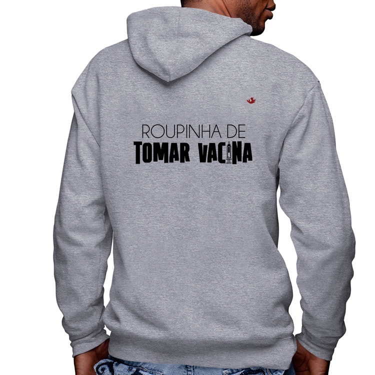 Blusa Moletom Roupinha de tomar vacina Masculina com Capuz e Zíper - Mescla