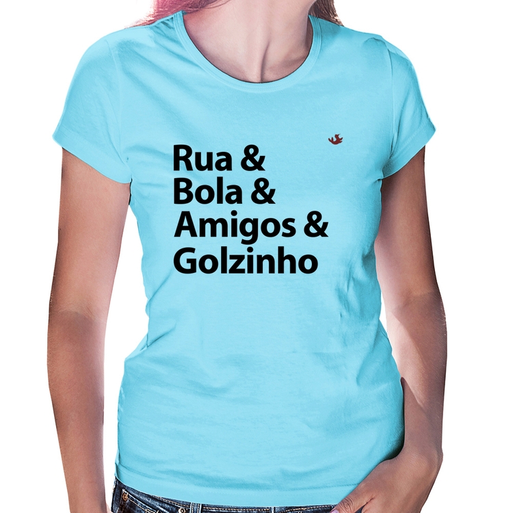 Baby Look Rua & Bola & Amigos & Golzinho - Azul Bebê