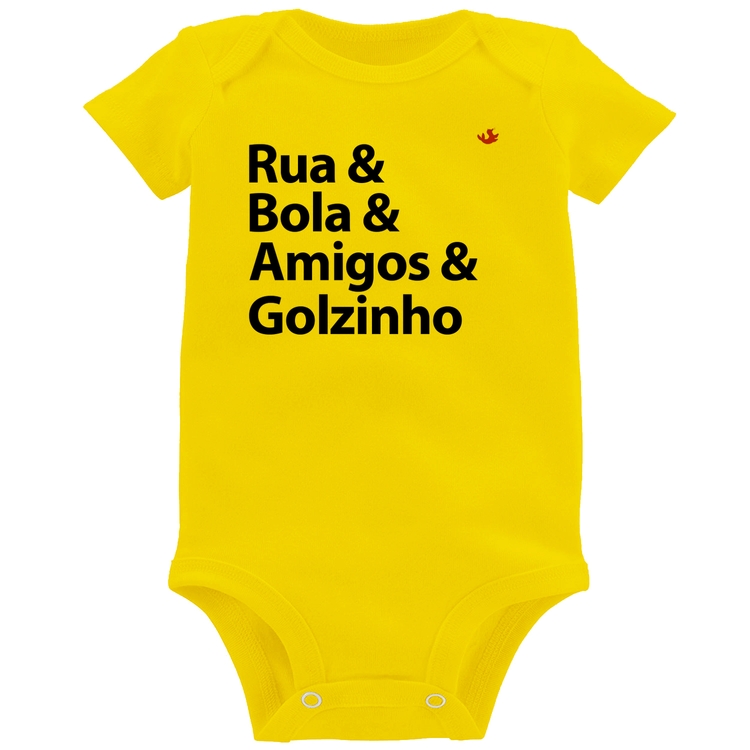 Body Bebê Rua & Bola & Amigos & Golzinho - Amarelo