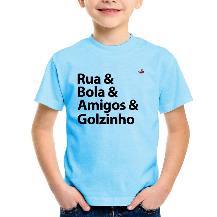 Camiseta Infantil Rua & Bola & Amigos & Golzinho - Azul Bebê