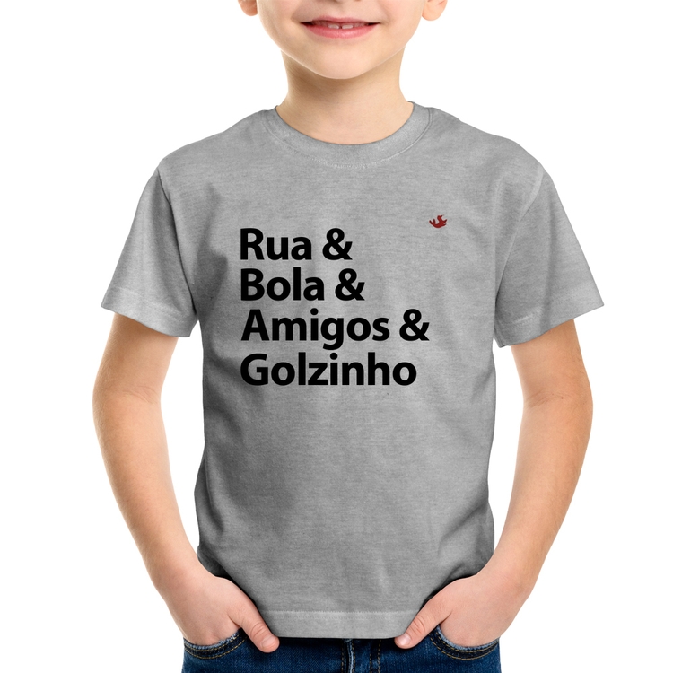 Camiseta Infantil Rua & Bola & Amigos & Golzinho - Cinza