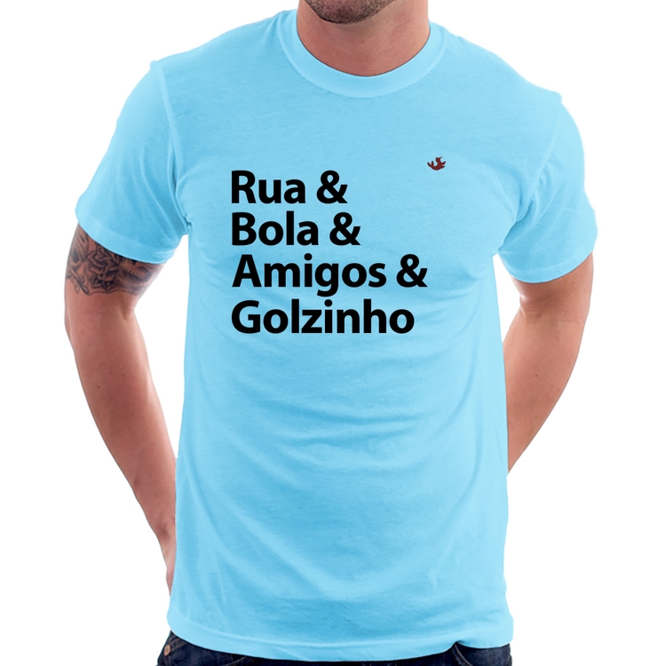 Camiseta Rua & Bola & Amigos & Golzinho - Azul Bebê