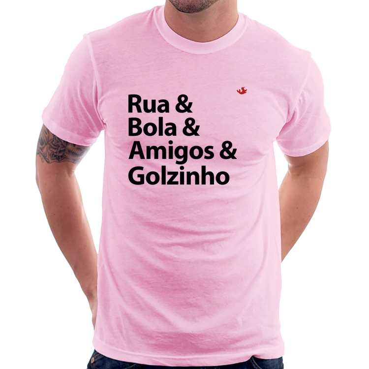 Camiseta Rua & Bola & Amigos & Golzinho - Rosa Bebê
