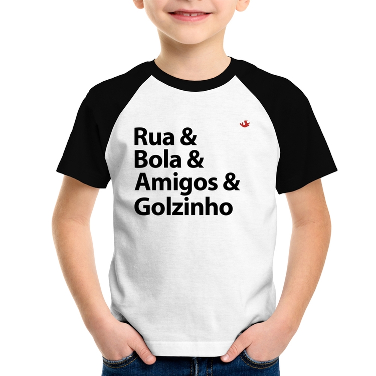Camiseta Raglan Infantil Rua & Bola & Amigos & Golzinho