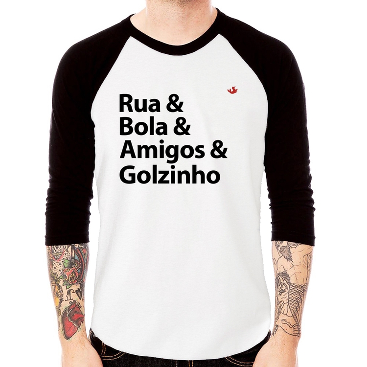 Camiseta Raglan Rua & Bola & Amigos & Golzinho Manga 3/4