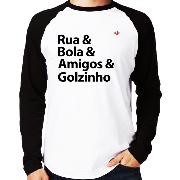 Camiseta Raglan Rua & Bola & Amigos & Golzinho Manga Longa