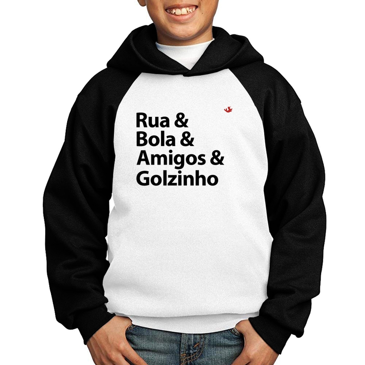 Moletom Infantil Rua & Bola & Amigos & Golzinho - Branco/Preto
