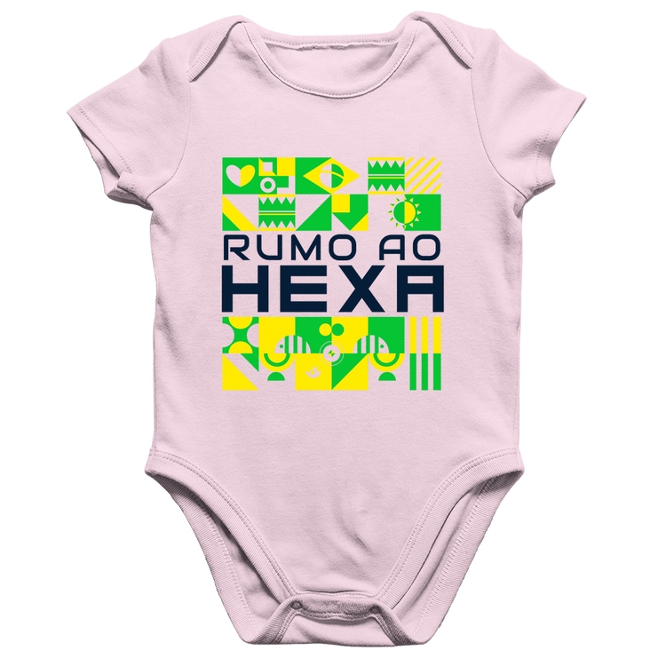 Body Bebê Algodão Rumo ao Hexa - Rosa Bebê