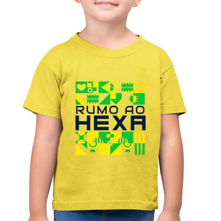 Camiseta Algodão Infantil Rumo ao Hexa - Amarelo Canário