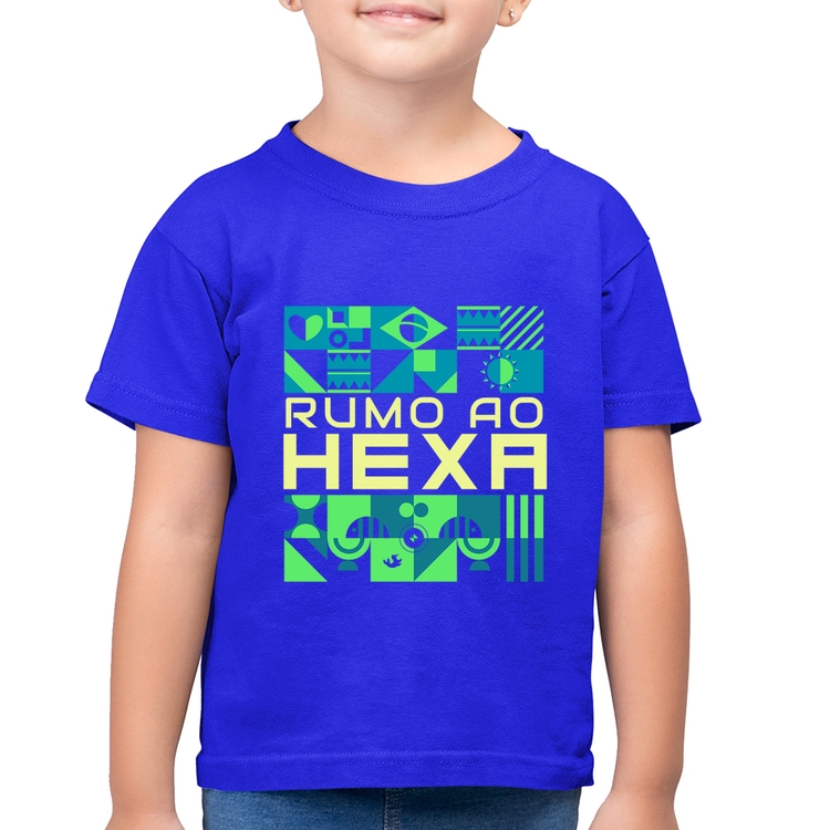 Camiseta Algodão Infantil Rumo ao Hexa - Azul Royal