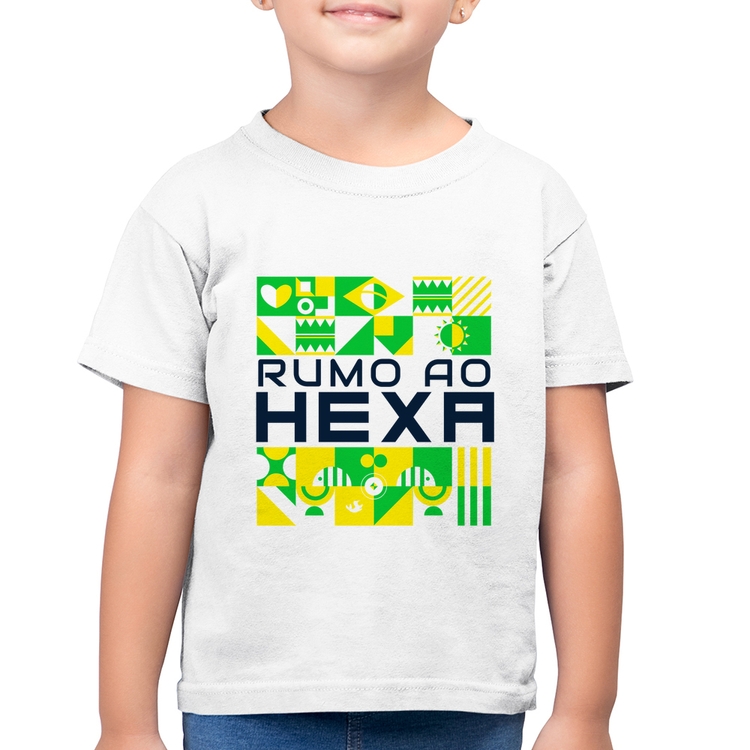 Camiseta Algodão Infantil Rumo ao Hexa - Branca