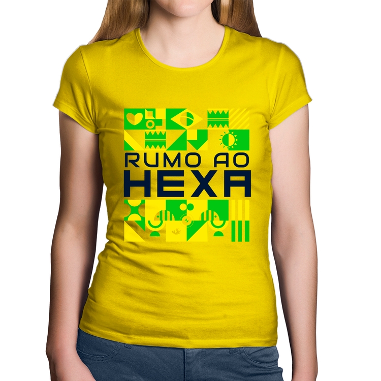 Baby Look Algodão Rumo ao Hexa - Amarela