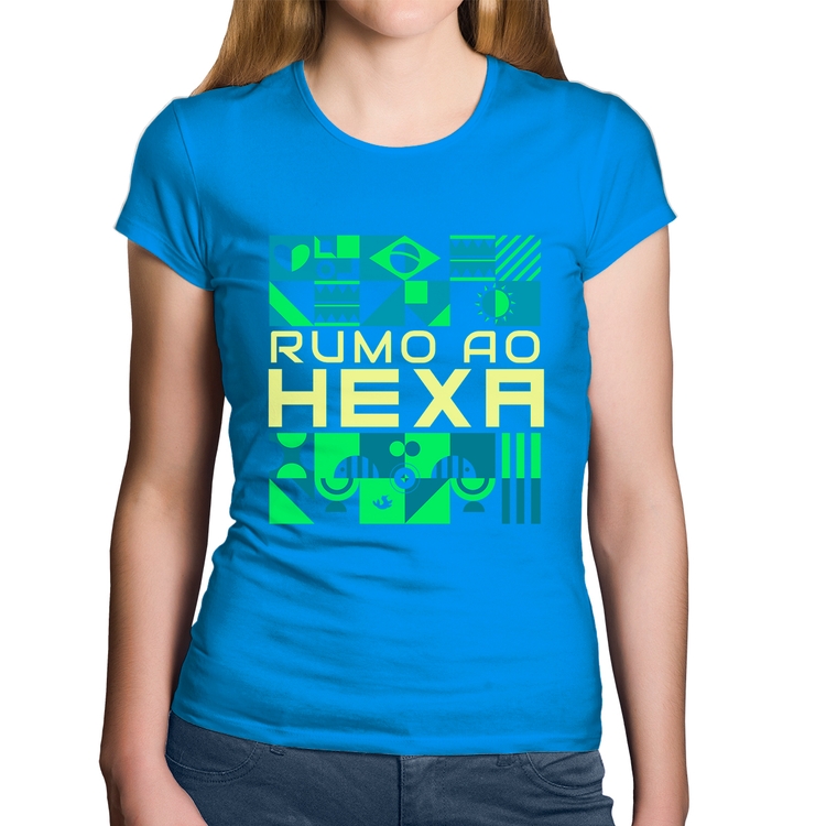 Baby Look Algodão Rumo ao Hexa - Azul