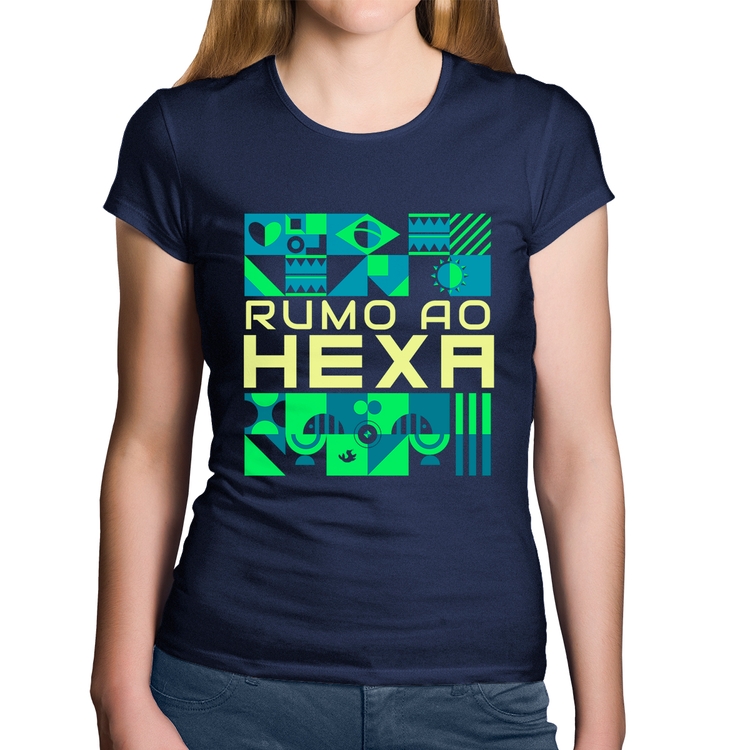 Baby Look Algodão Rumo ao Hexa - Marinho