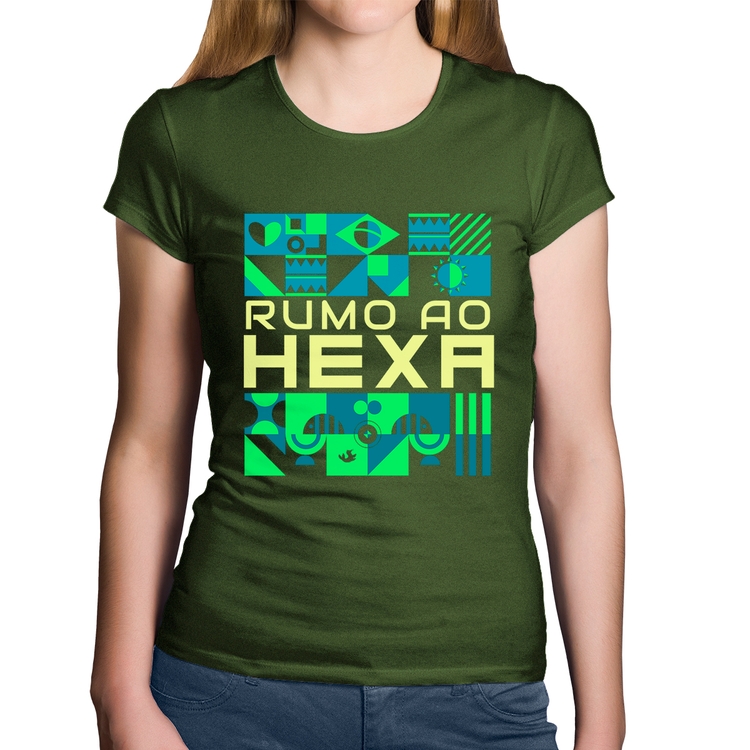 Baby Look Algodão Rumo ao Hexa - Musgo