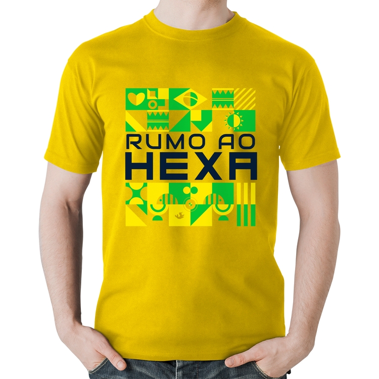 Camiseta Algodão Rumo ao Hexa - Amarela