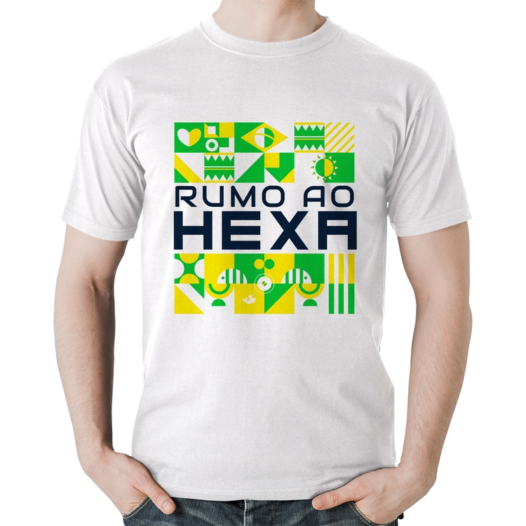 Camiseta Algodão Rumo ao Hexa - Branca