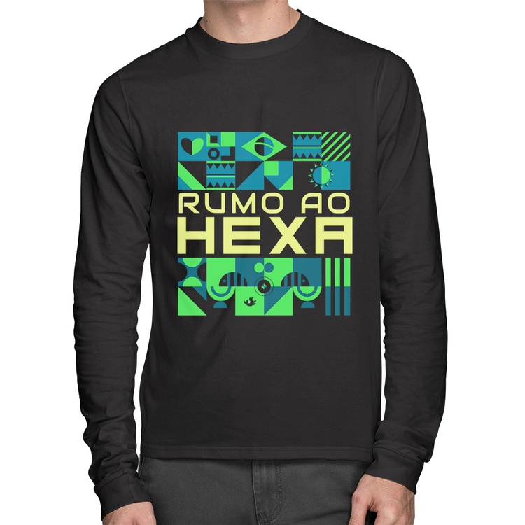 Camiseta Algodão Rumo ao Hexa Manga Longa