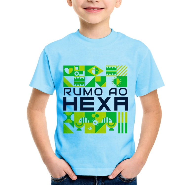 Camiseta Infantil Rumo ao Hexa - Azul Bebê