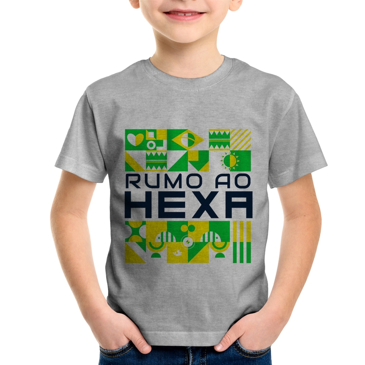 Camiseta Infantil Rumo ao Hexa - Cinza
