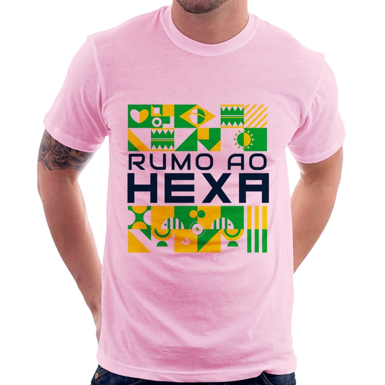Camiseta Rumo ao Hexa - Rosa Bebê