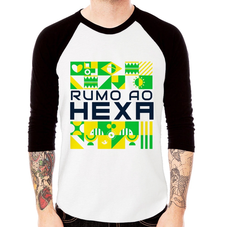 Camiseta Raglan Rumo ao Hexa Manga 3/4