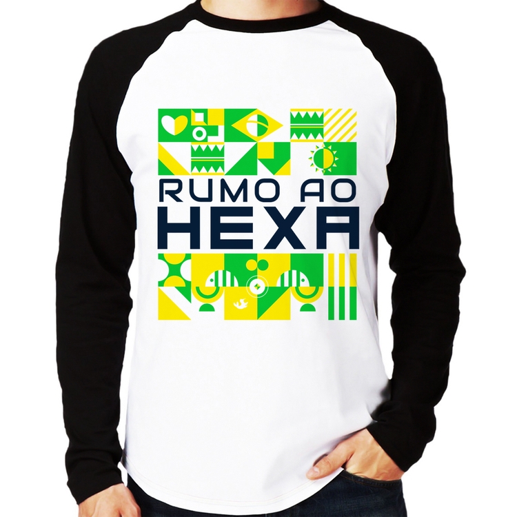 Camiseta Raglan Rumo ao Hexa Manga Longa
