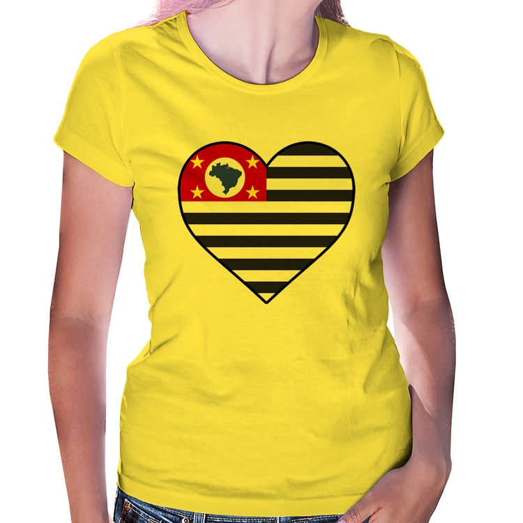 Baby Look São Paulo Bandeira Estado Coração - Amarela