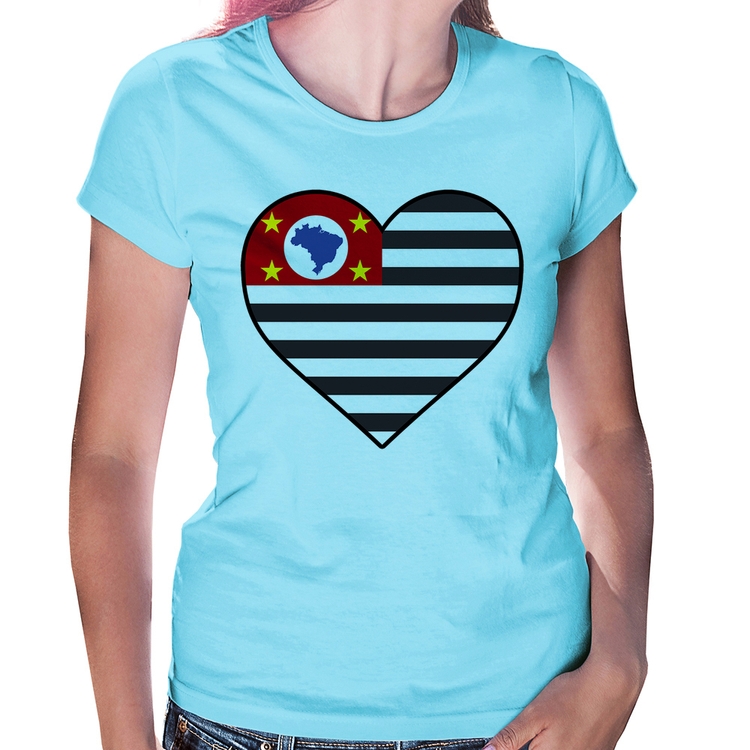 Baby Look São Paulo Bandeira Estado Coração - Azul Bebê