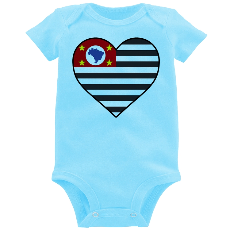 Body Bebê São Paulo Bandeira Estado Coração - Azul Bebê