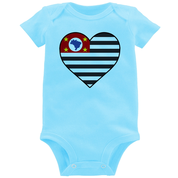 Body Bebê São Paulo Bandeira Estado Coração - Azul Bebê