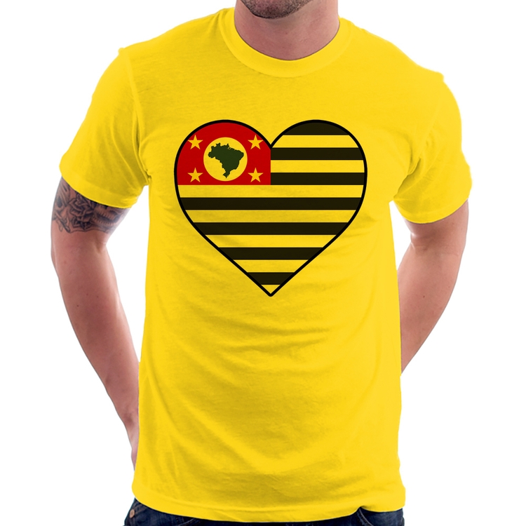 Camiseta São Paulo Bandeira Estado Coração - Amarela