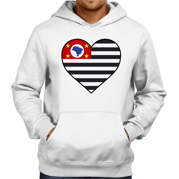 Moletom São Paulo Bandeira Estado Coração - Branco
