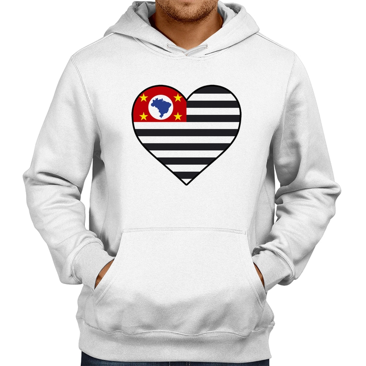 Moletom São Paulo Bandeira Estado Coração - Branco