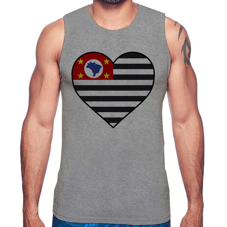 Regata São Paulo Bandeira Estado Coração - Cinza