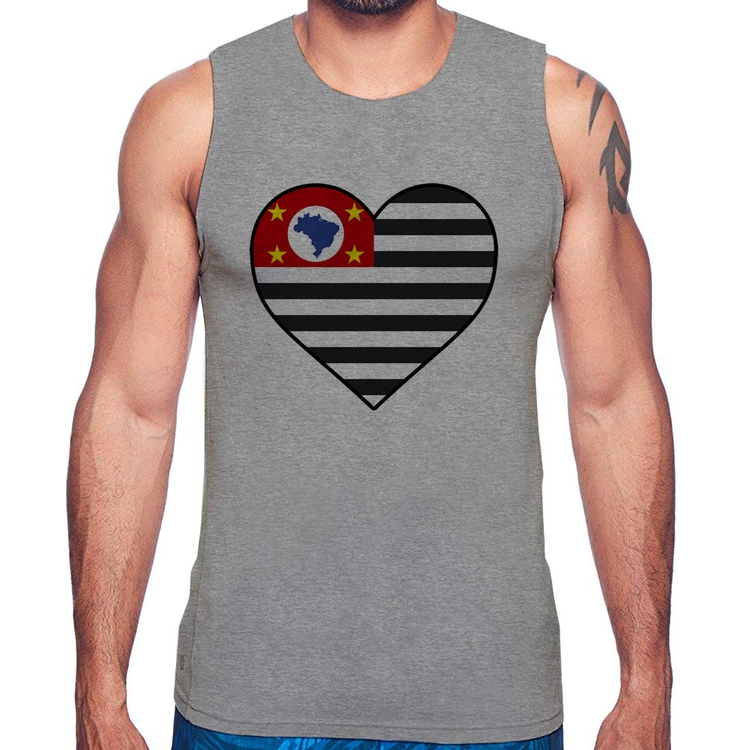 Regata São Paulo Bandeira Estado Coração - Cinza