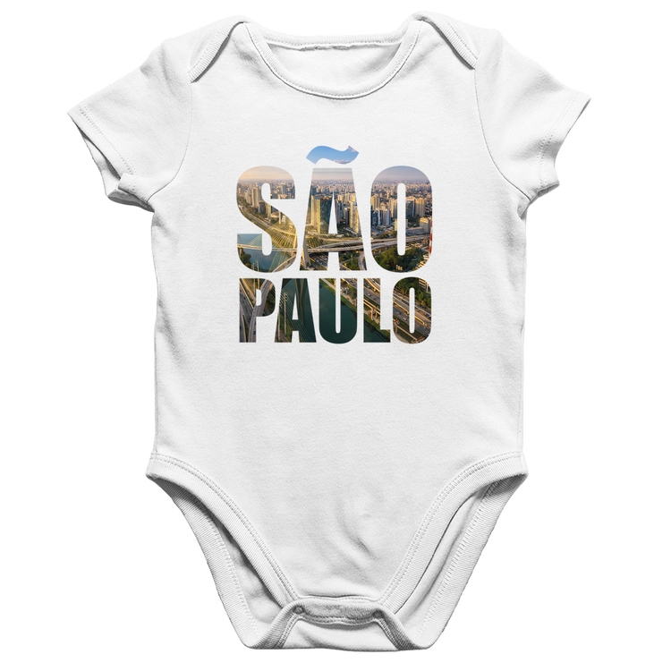 Body Bebê Algodão São Paulo Cidade Letras - Branco