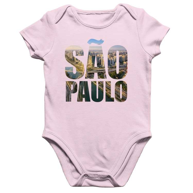 Body Bebê Algodão São Paulo Cidade Letras - Rosa Bebê