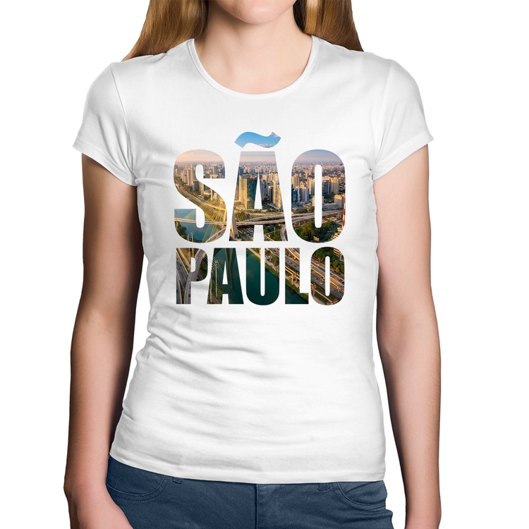 Baby Look Algodão São Paulo Cidade Letras - Branca