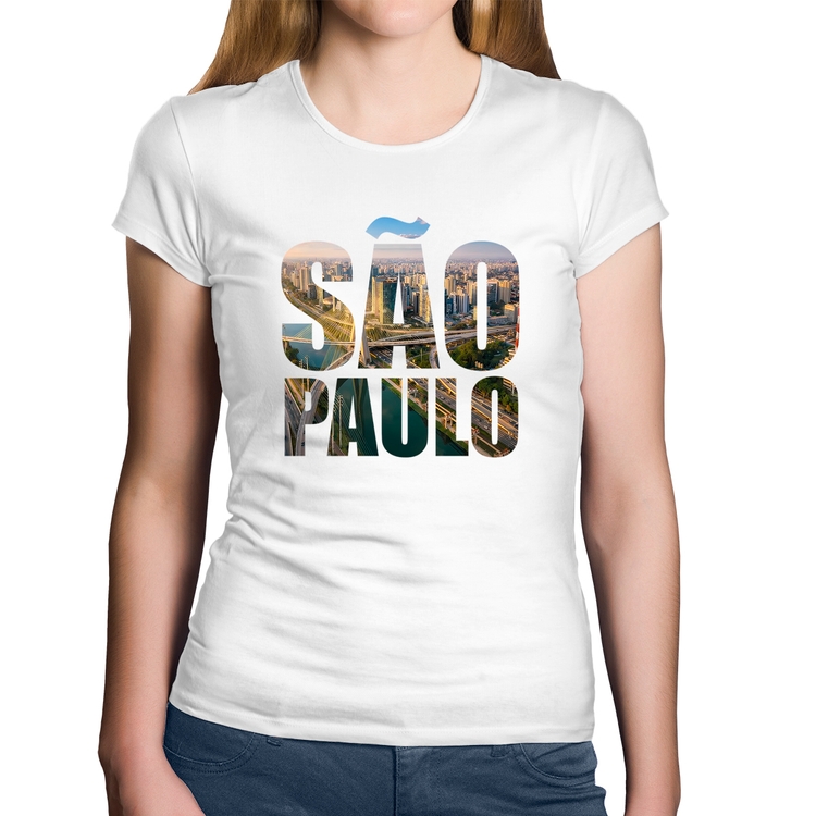 Baby Look Algodão São Paulo Cidade Letras - Branca